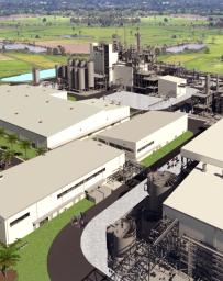 Aerial rendering of a plant facility