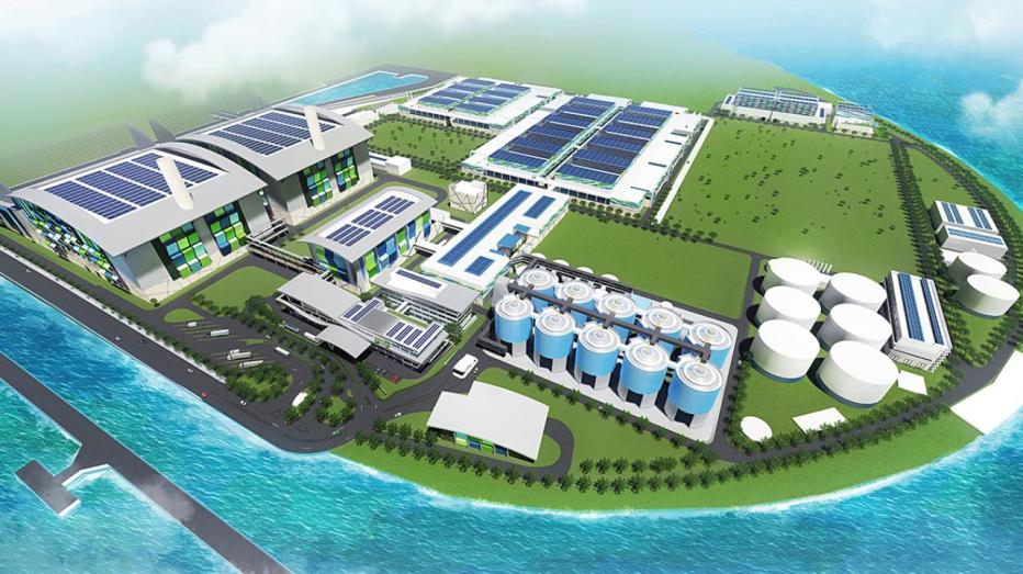 Aerial rendering of the Tuas plant